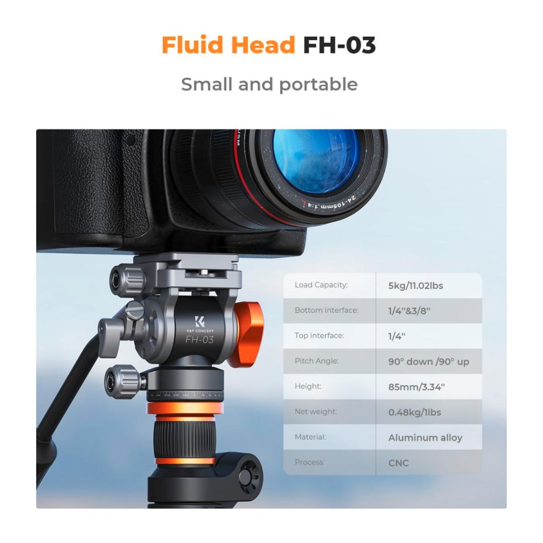 K&F Concept Video Fluid Head Arca Swiss 5kg KF31.087 - 2